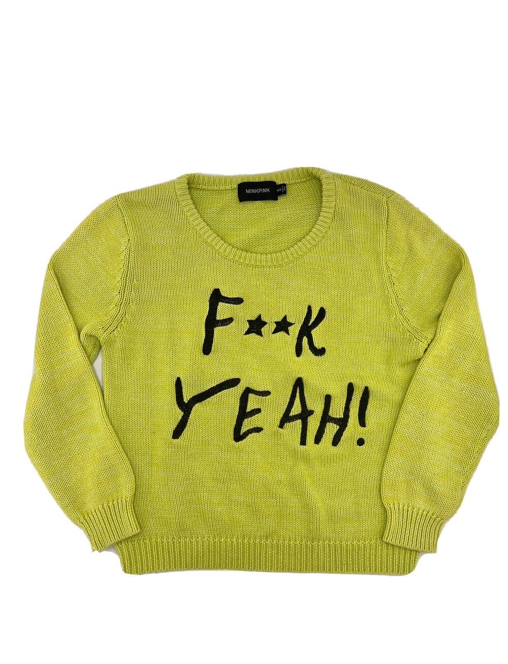 MinkPink Lime Green Print Sweater Size Small